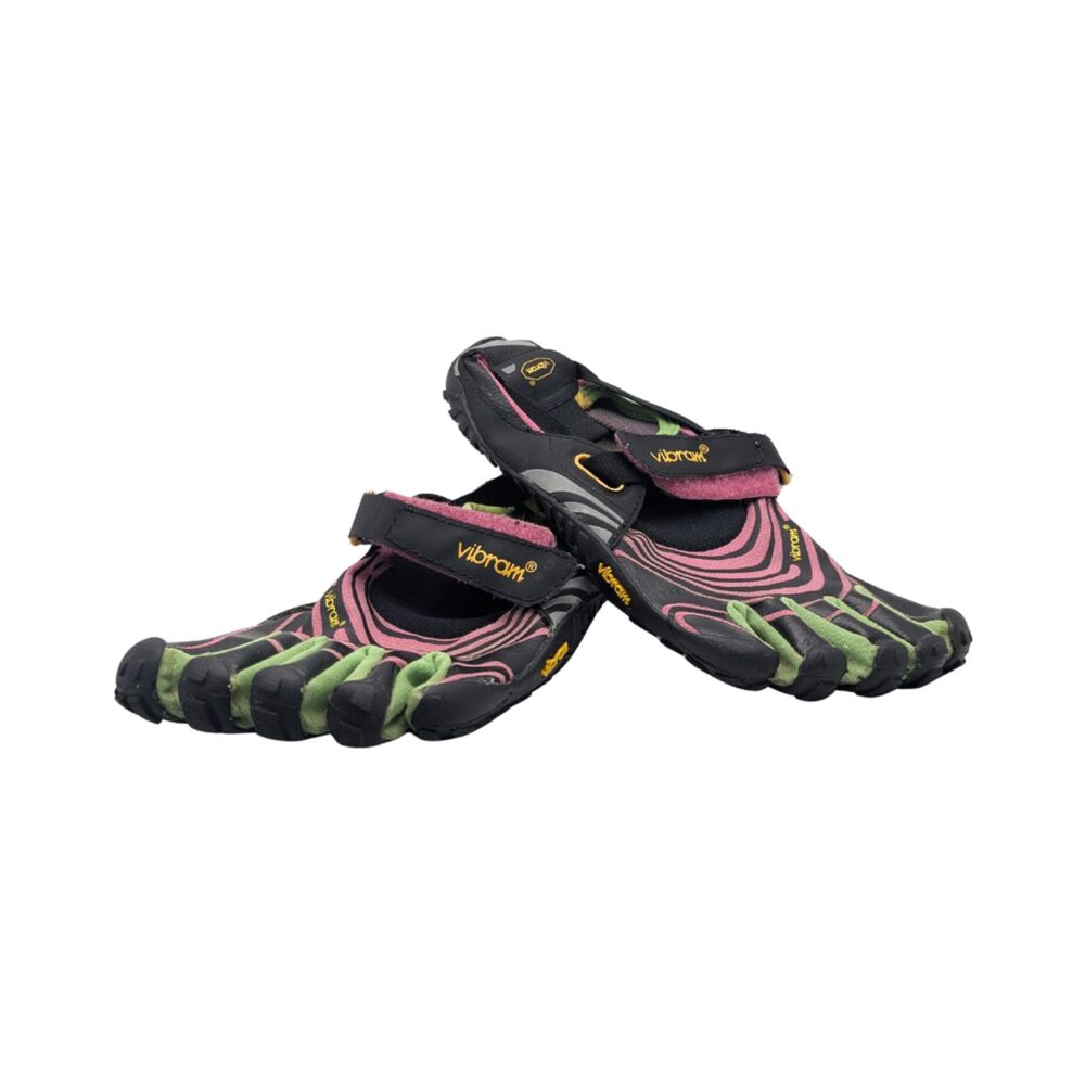 Vibram FiveFingers Black Pink Lime Green Barefoot Shoe Size 37/US Womens 7